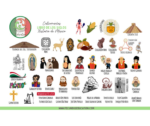 Recurso didáctico: Stickers Fecundus: Libro de los Siglos - Historia de México